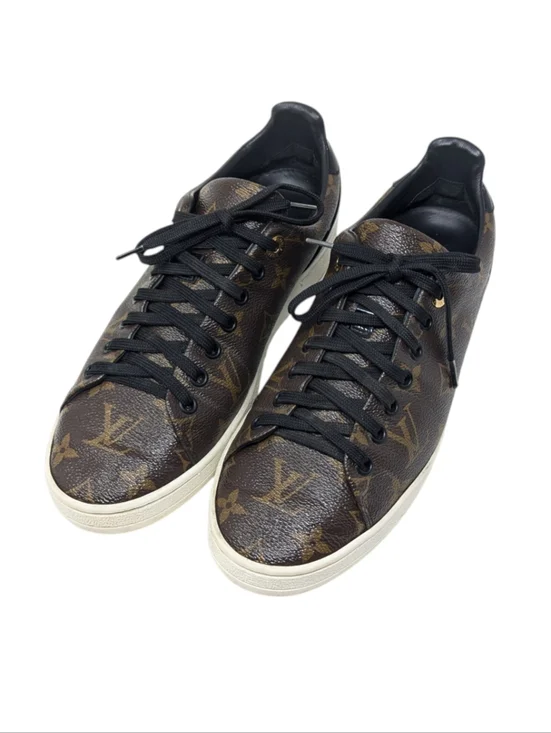 Louis Vuitton LV Monogram Leather Brown Sneakers Size EU 38.5 - Picture 3 of 16